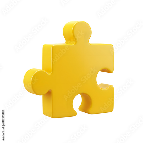 3d yellow jigsaw icon at transparent background