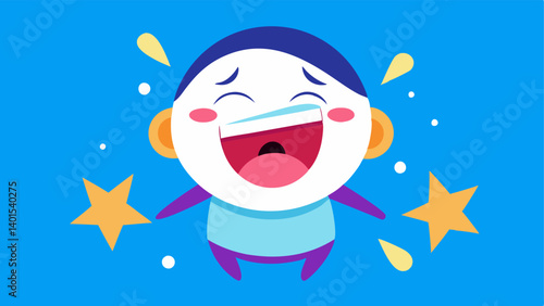 Scrunched Nose and Flailing Arms A character with a scrunchedup nose laughing so hard tears of joy are streaming down their face. Their mouth is open wide and their eyes are