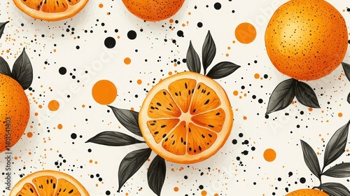 Vibrant Orange Citrus Fruit Pattern Background