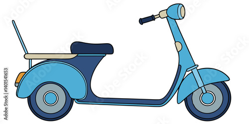Charming Blue Retro Scooter Vector Illustration For Design Projects And Creative Content