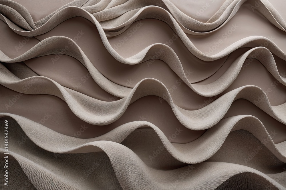 Fototapeta premium Serene Textile Drapery with Soft Waves in Muted Taupe Tones for a Calming Background