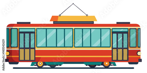 Retro Style Public Transportation Vector Illustration Of An Urban Tram