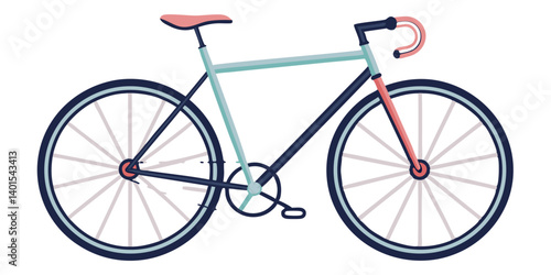 Minimalist Graphic Illustration Of A Fixed Gear Bicycle With Pastel Accents