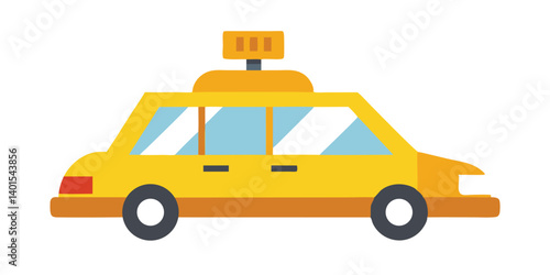 Vector Illustration Of A Yellow Taxi Cab On A White Background