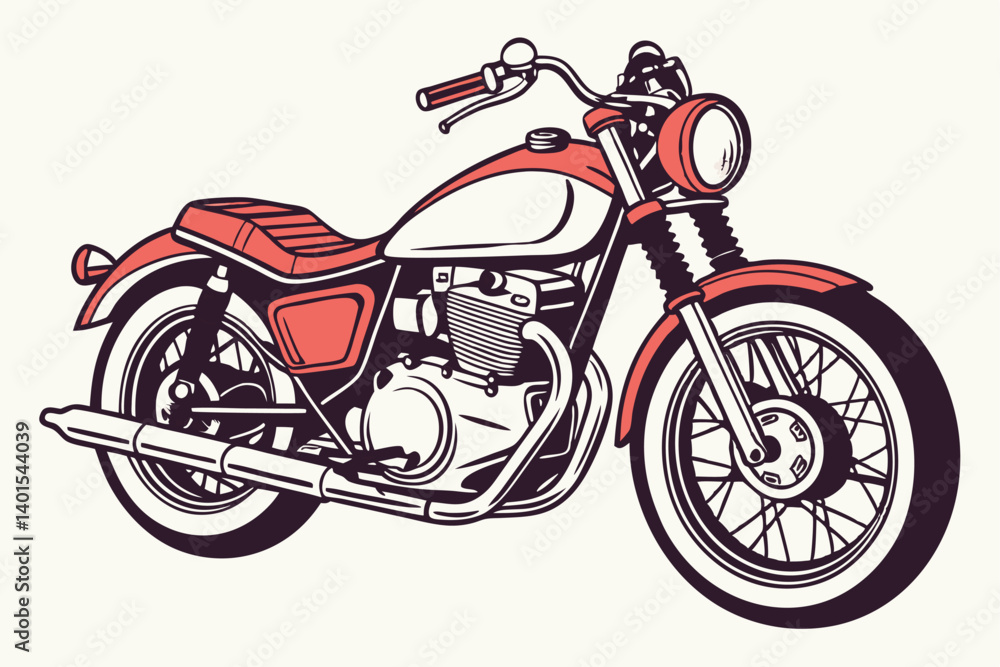 Fototapeta premium Retro Motorcycle Illustration Classic Bike Vehicle Design Isolated