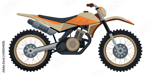 Cartoon Illustration Of A Trail Bike Motocross Vehicle For Off Roading Adventure
