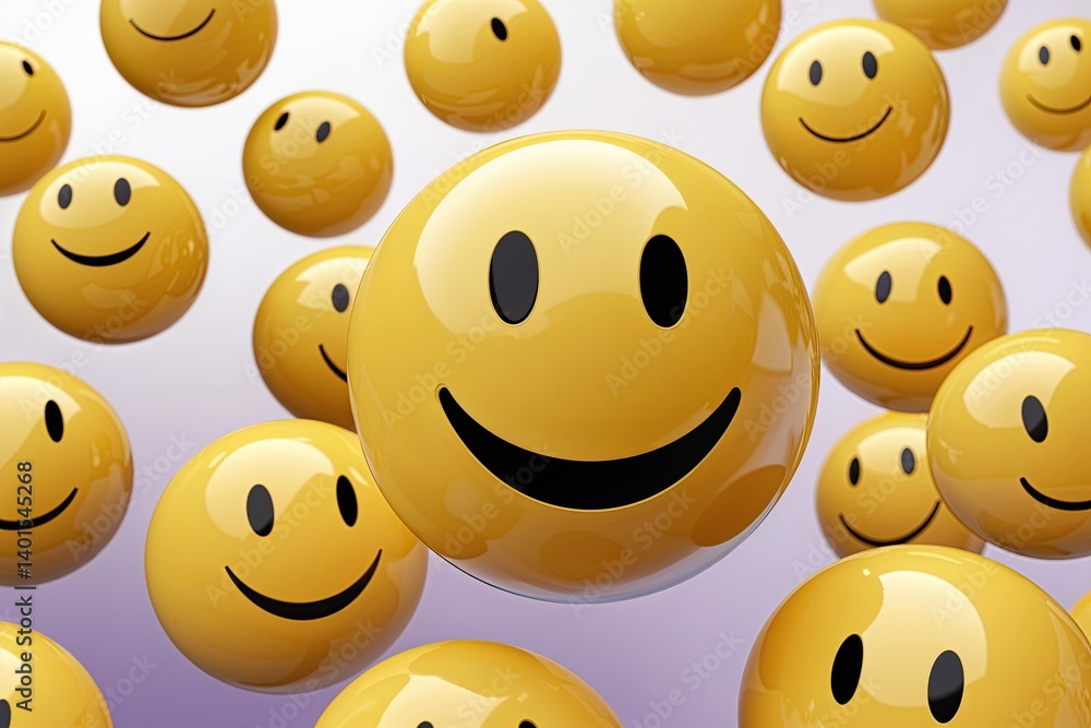 Obraz premium Cheerful Yellow Smiley Balls: A Fun and Positive Background Illustration