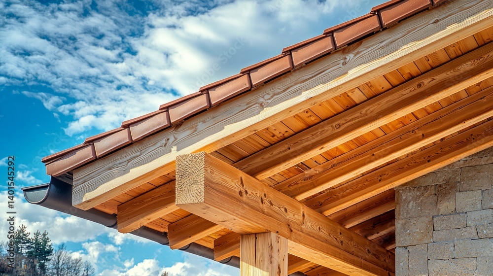 Exquisite Architectural Detail of Wooden Roof Structure Against Sky Exquisite Architectural Detail of Wooden Roof Structure Against Sky