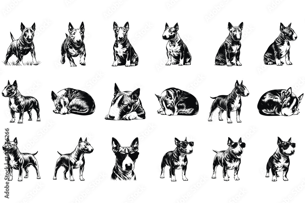 Fototapeta premium Miniature Bull Terrier SVG Bundle