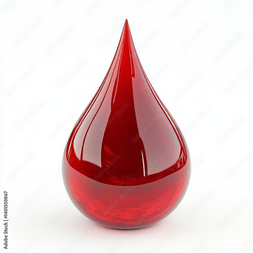 Obraz premium A realistic blood drop isolated against a transparent background, illustrating blood donation, healthcare, medical transfusion, World Blood Donor Day on June 14, blood droplets, bloodstains,