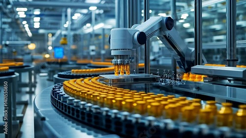 Automated Pharmaceutical Production Line Filling Vials