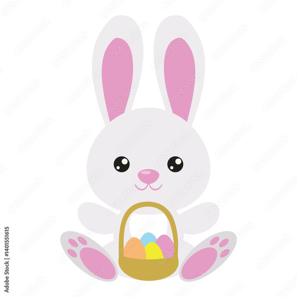 Fototapeta premium Cute Easter bunny vector cartoon illustration