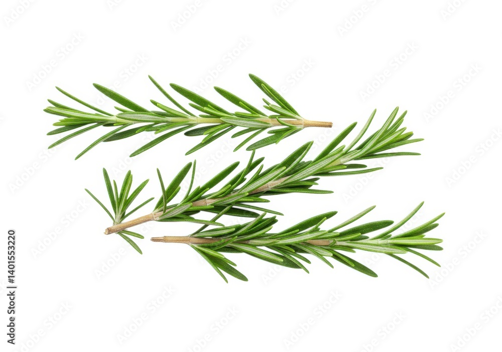 Three sprigs of fresh rosemary herb Three sprigs of fresh rosemary herb