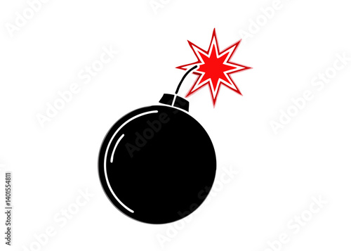 Dangerous Ignition: A meticulously crafted illustration of a black bomb poised to detonate, its red spark igniting a sense of imminent peril and explosive energy.