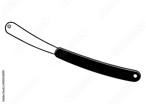 Straight Razor Silhouette: A sleek, isolated straight razor, poised for a precise shave, elegantly outlined against a clean backdrop.