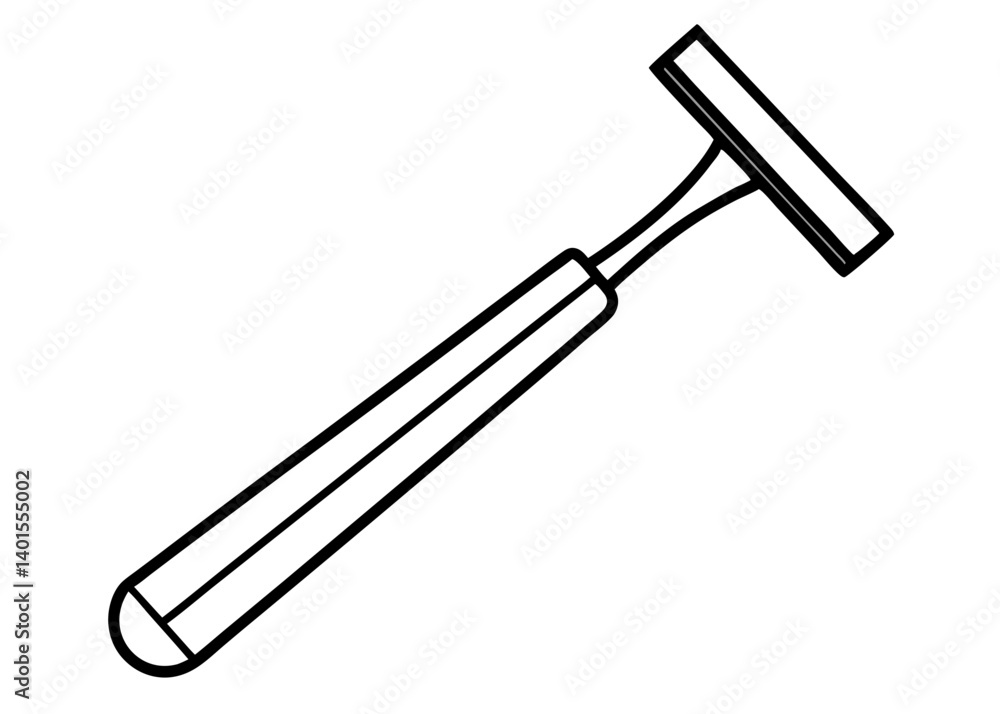 Razor: An illustration of a sleek, minimalist razor with a defined handle, ready for grooming or hygiene. Razor: An illustration of a sleek, minimalist razor with a defined handle, ready for grooming or hygiene.
