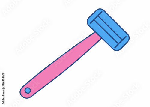 Razor for shaving: An illustration of a blue and pink razor, perfect for promoting products, advertising, or representing concepts of personal hygiene and grooming.