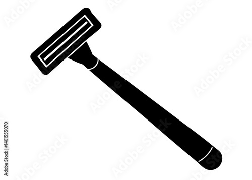 Razor Silhouette: A sleek, minimalist illustration of a classic razor, perfect for grooming and personal care.