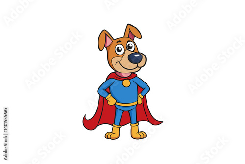 Superhero Dog with Cape and Mask Cartoon