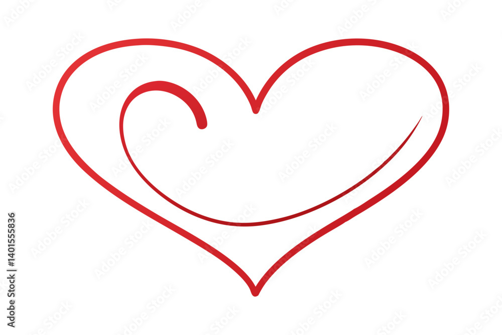 Red Heart Minimal Outline Drawing Red Heart Minimal Outline Drawing