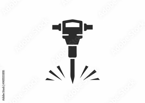 Industrial Power: A monochrome image of a jackhammer in action, effortlessly breaking through a surface, illustrating the essence of raw industrial strength.