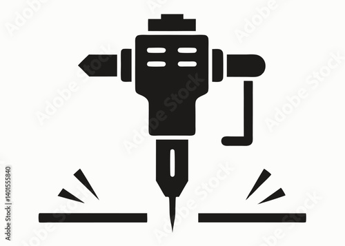 Mechanical Demolition: A strong illustration of a jackhammer, ready to break apart the ground, symbolizing strength and the power of tools. 