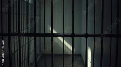 Wallpaper Mural Empty Jail Cell with Iron Bars in Detention Facility Torontodigital.ca