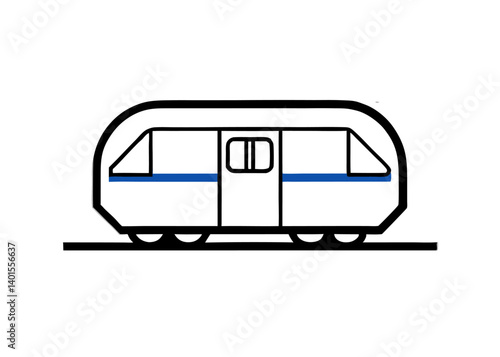 Streamlined Transit Icon: A minimalist illustration of a sleek train, designed with clean lines and a modern aesthetic, symbolizes efficient urban transport.
