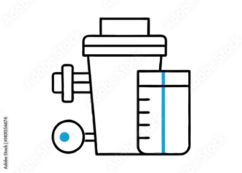 Oxygen Machine Illustration: A detailed line art illustration of an oxygen machine.