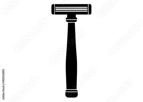 Clean Shave Silhouette: A minimalist, high-contrast silhouette of a classic razor, ready to deliver a close and clean shave.
