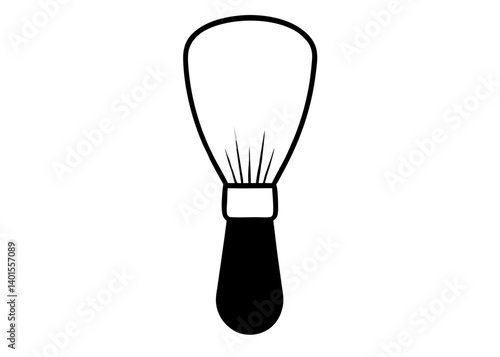 Clean Brush Icon: An elegant monochrome rendering of a shaving brush, its design emphasizing both form and function, suggesting meticulous care and grooming.