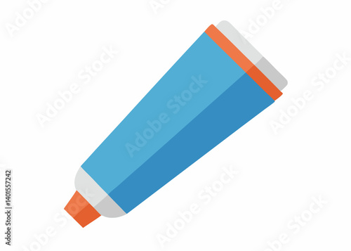 Dental Care Essential: A vibrant blue toothpaste tube, an everyday item, symbolizes fresh breath, hygiene, and health, perfect for dental care concepts.