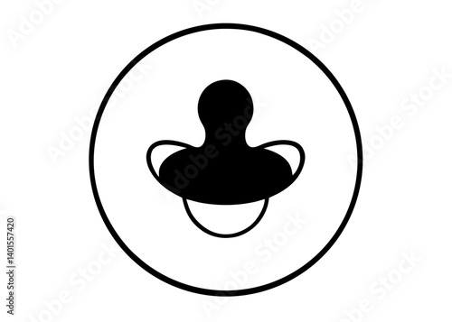 Pacifier Icon: A minimalist graphic icon presents a pacifier, a universal symbol of infancy and comfort, within a clean, circular frame.