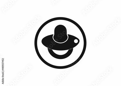 Pacifier Icon: A minimalistic depiction of a pacifier, captured in a simple, high-contrast style against the backdrop of the digital world, a symbol of infancy and comfort