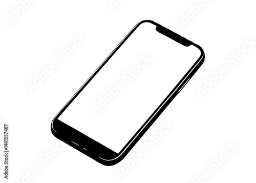 Modern Mobile Interface: A sleek, modern smartphone design featuring a pristine, blank screen, ready to showcase any application. This image is perfect for presentations and illustrating technology.