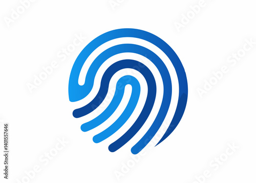 Biometric Fingerprint Authentication: A simple and clean blue fingerprint emblem signifying security, identity verification, and access control, conveying a sense of technological advancement.