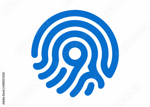 Fingerprint Security: Digital fingerprint icon, representing advanced security, biometric identification, and identity verification.