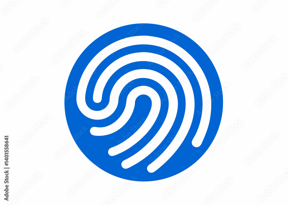 Unique Identifier Icon: Captivating digital graphic of a stylized fingerprint rendered in elegant blue and white. A symbol of security, identity and access. Unique Identifier Icon: Captivating digital graphic of a stylized fingerprint rendered in elegant blue and white. A symbol of security, identity and access.
