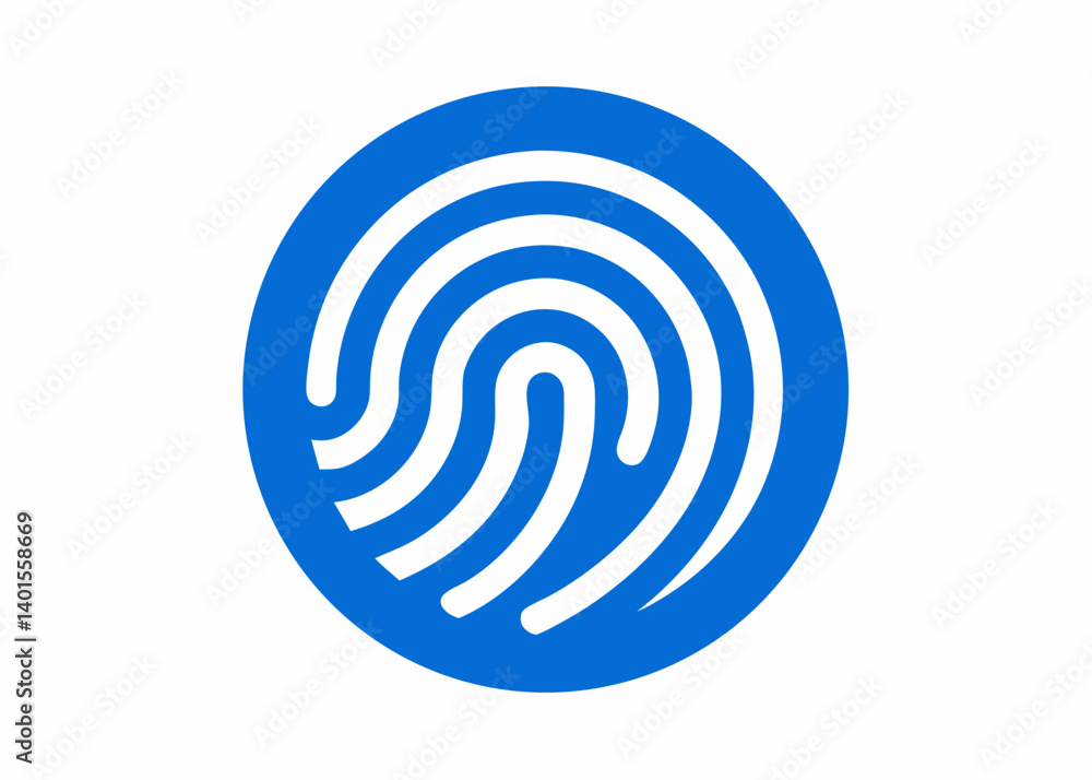 Fingerprint Security: A crisp and clean depiction of a fingerprint, encircled in a bold blue, symbolizing modern security and authentication. Fingerprint Security: A crisp and clean depiction of a fingerprint, encircled in a bold blue, symbolizing modern security and authentication.