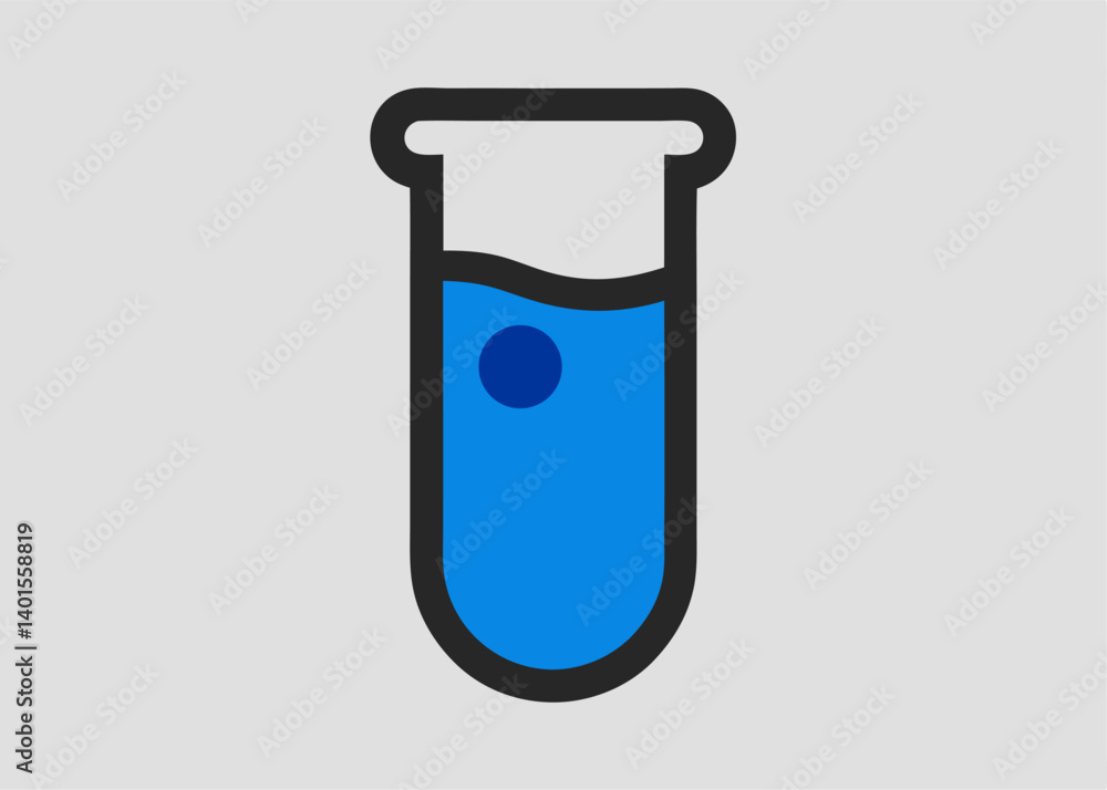 Laboratory Vial Icon: A modern, minimalist illustration of a laboratory vial with blue liquid, symbolizing scientific experimentation, discovery, and research. Laboratory Vial Icon: A modern, minimalist illustration of a laboratory vial with blue liquid, symbolizing scientific experimentation, discovery, and research.