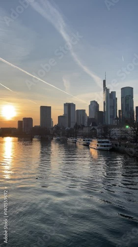 Frankfurter Skyline im Abendlicht 