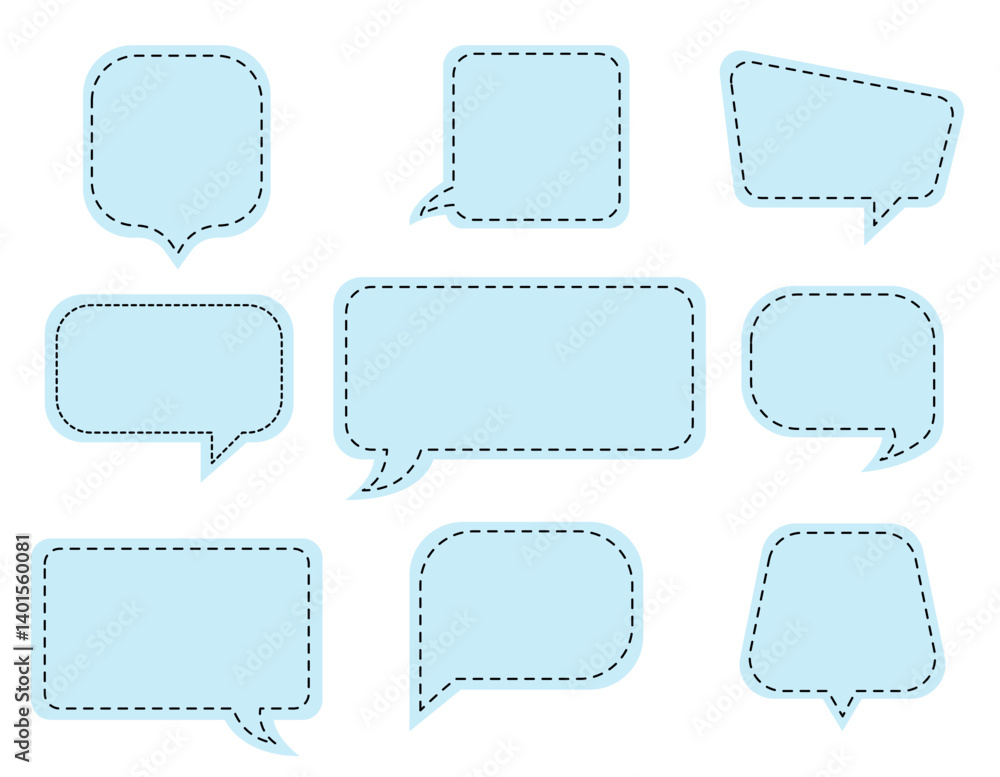 Dot outline speech bubble collection, message balloon, doodle text box, flat design, vector illustration, empty speech bubbles, blank dialog box, chat, Dot outline speech bubble collection, message balloon, doodle text box, flat design, vector illustration, empty speech bubbles, blank dialog box, chat,