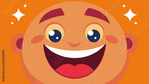 Mirthful CloseUp A vibrant closeup of a laughing face with exaggerated cartoonish features including oversized pupils and a wide toothy smile. The expression is infectious with the