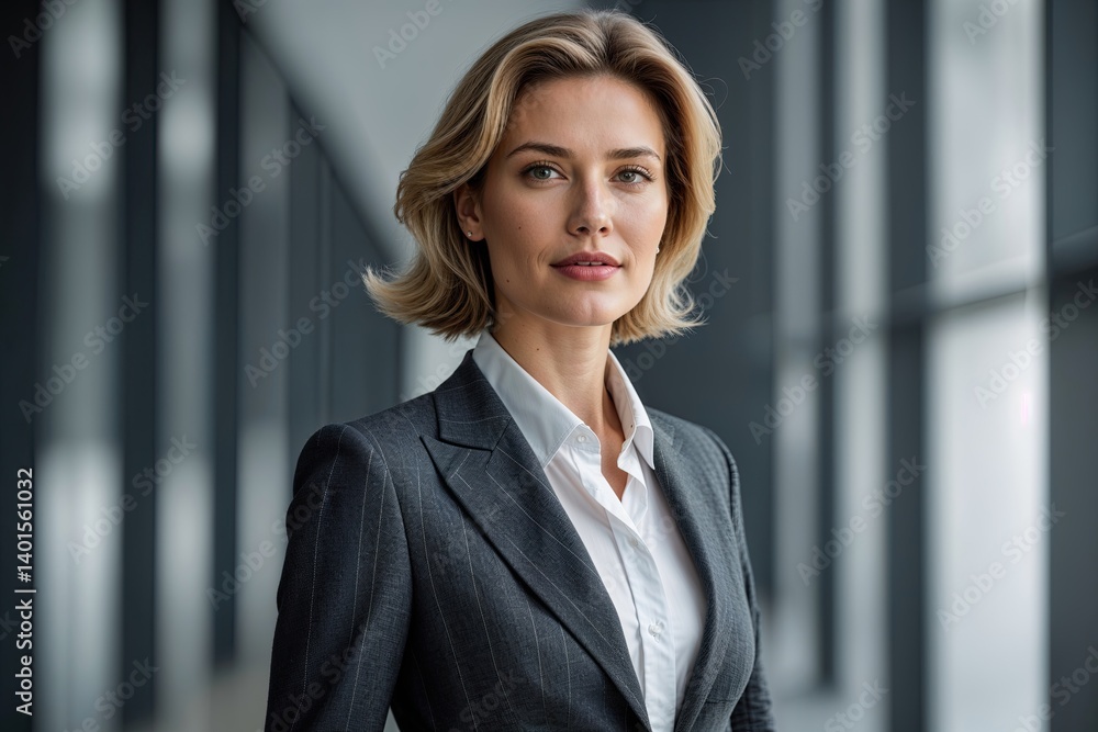 Stylish Belgian Businesswoman in Modern Ensemble Against Bold Blurred Background Stylish Belgian Businesswoman in Modern Ensemble Against Bold Blurred Background