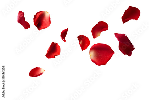 rose petals flying isolated on transparent background
