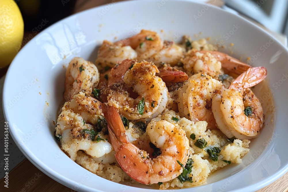 Shrimp Oreganata with White Wine and Lemon Butter. Shrimp Oreganata with White Wine and Lemon Butter.
