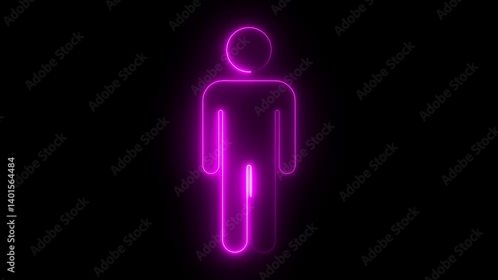 Glowing neon line person or people sign animation. Glowing neon line person or people sign animation.