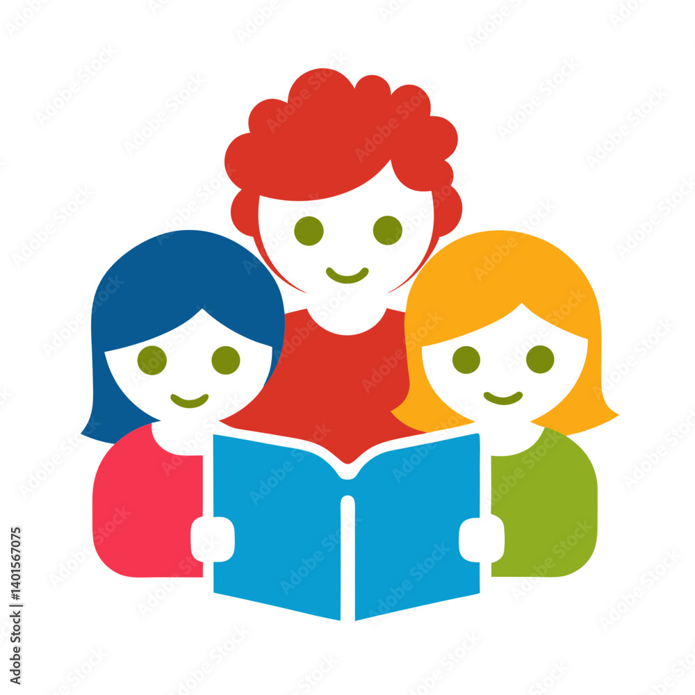 Kids Reading Book Vector with Smiling Children Learning Together
Kids Reading Book Vector with Smiling Children Learning Together