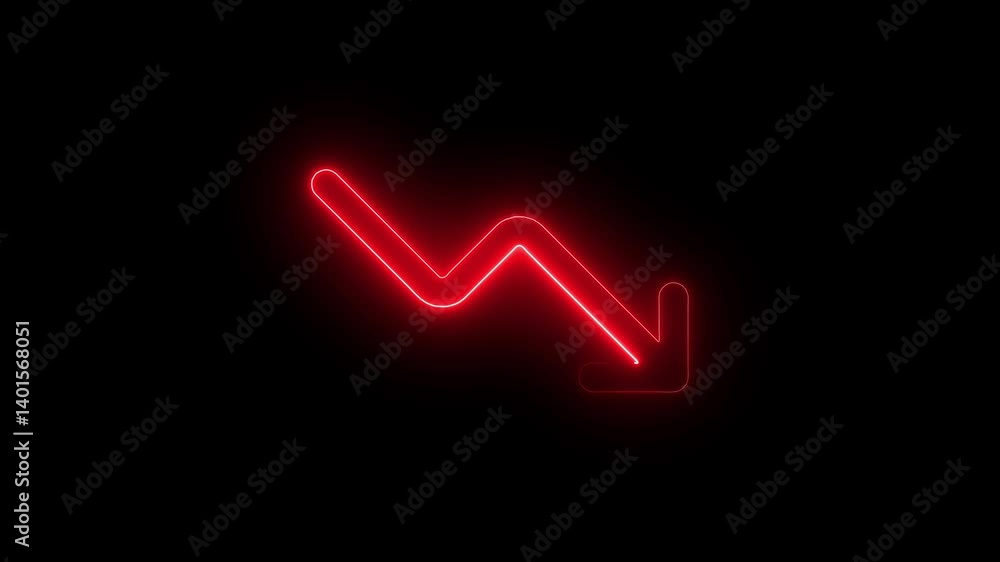 Neon line Money loss concepts. Cash down, arrow and dollar stocks graph, market fall. neon down arrow stocks graph with black background. Neon line Money loss concepts. Cash down, arrow and dollar stocks graph, market fall. neon down arrow stocks graph with black background.