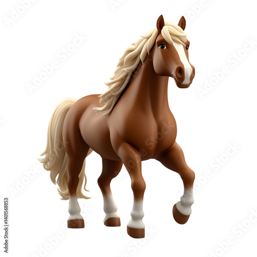 3D horse icon isolated on transparent background featuring a graceful and dynamic design perfect for animal